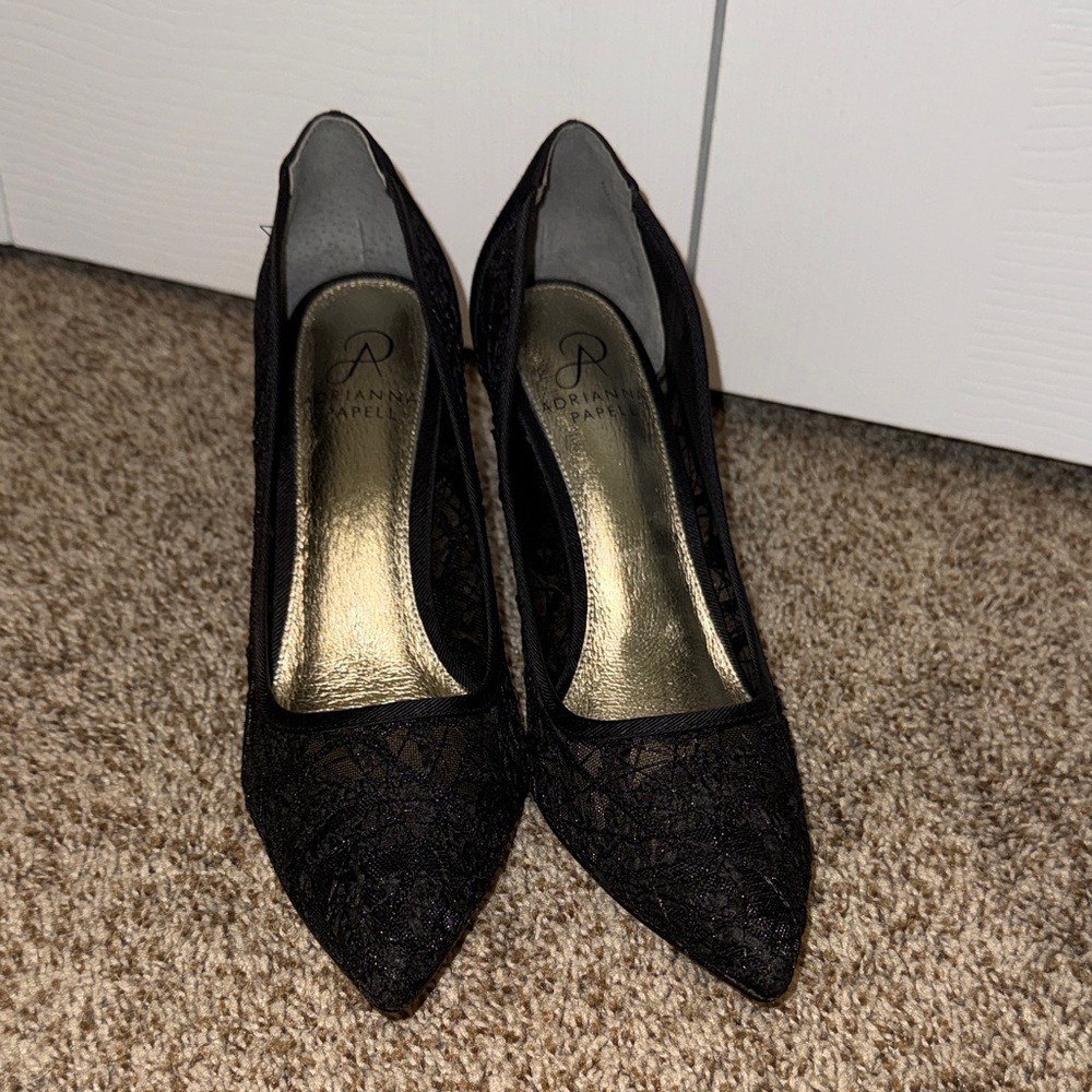 Adrianna Papell Black Lace Heels